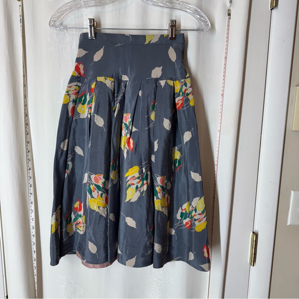 Vintage Floral Silk Skirt